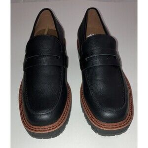 Black Loafer Yellow Box Sherry Women's Slip On sz9 chunky education preppy New
